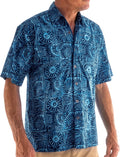 Indo Bay Tropical Hawaiian Cotton Batik Shirt for Men - Red & Black