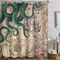 Vintage Green Octopus Shower Curtain - Waterproof & Funny!