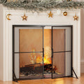 Fireplace Screen with Doors 35in L x 28in H - Spark Guard for Homes