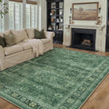 Green Area Rugs 5x7 Vintage Distressed Living Room Rug - Low Pile