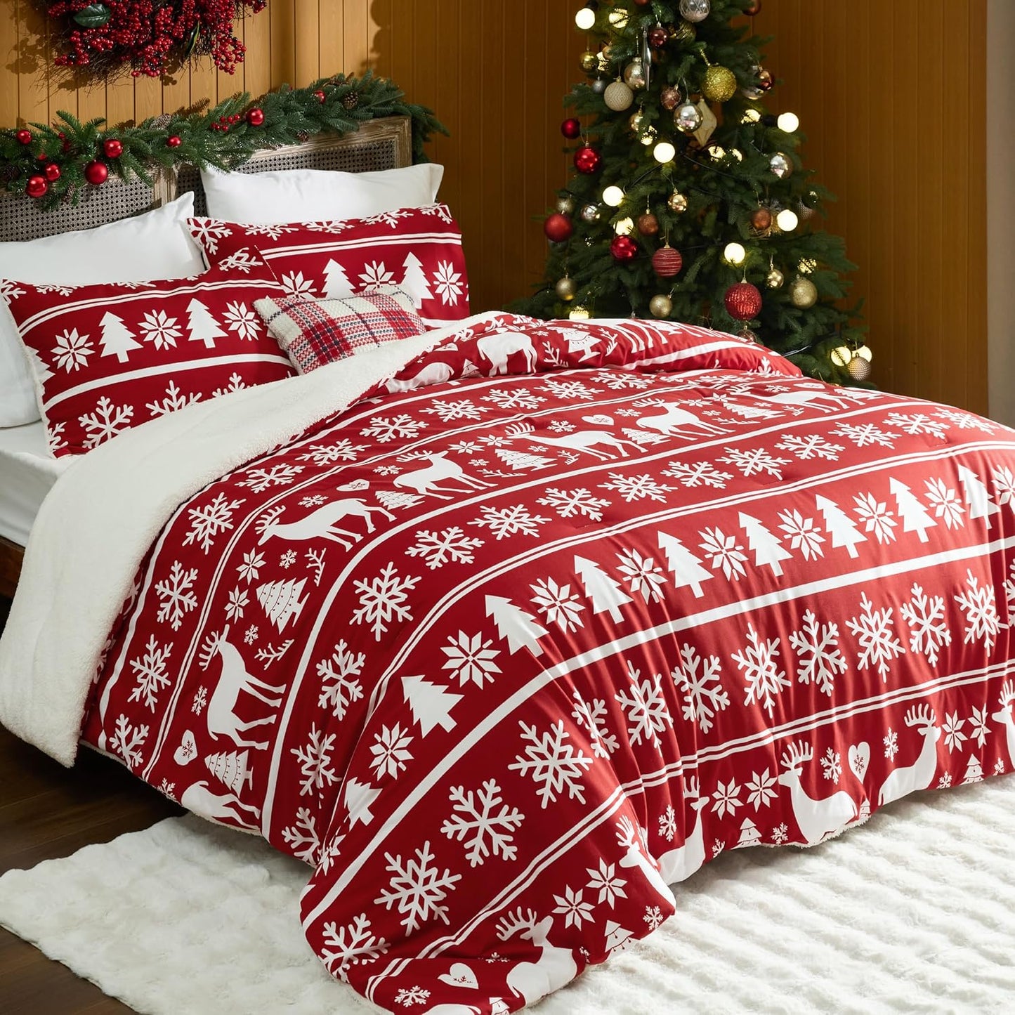 Fluffy Christmas Comforter Set King for Cozy Winter Nights