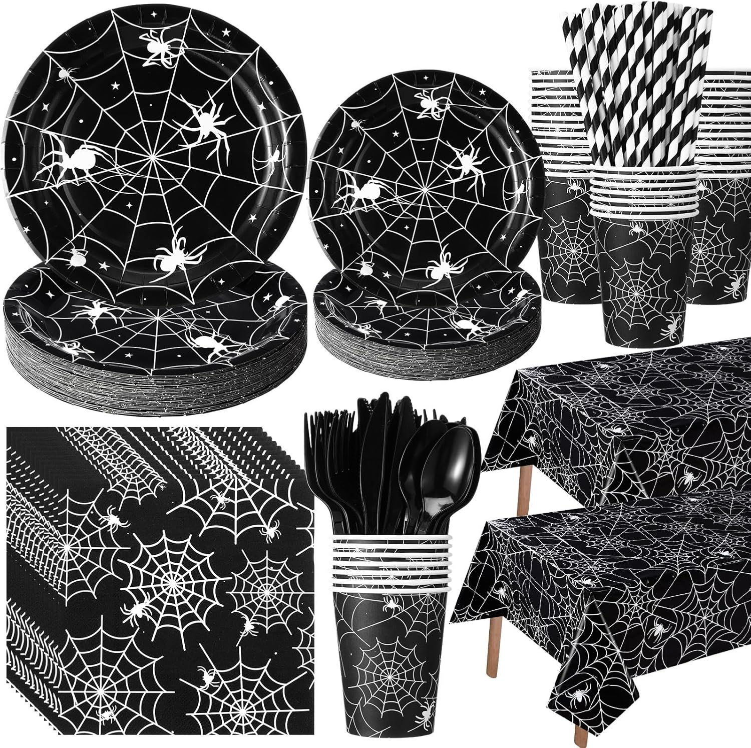 452 Pcs Halloween Spiderweb Party Supplies for 50 Guests
