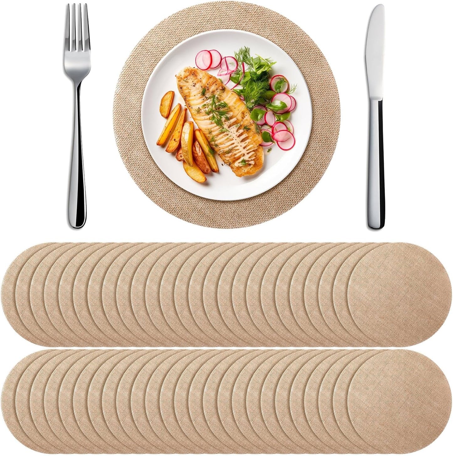 Mifoci 100 Pieces Fall Burlap Placemats for Rustic Decor
