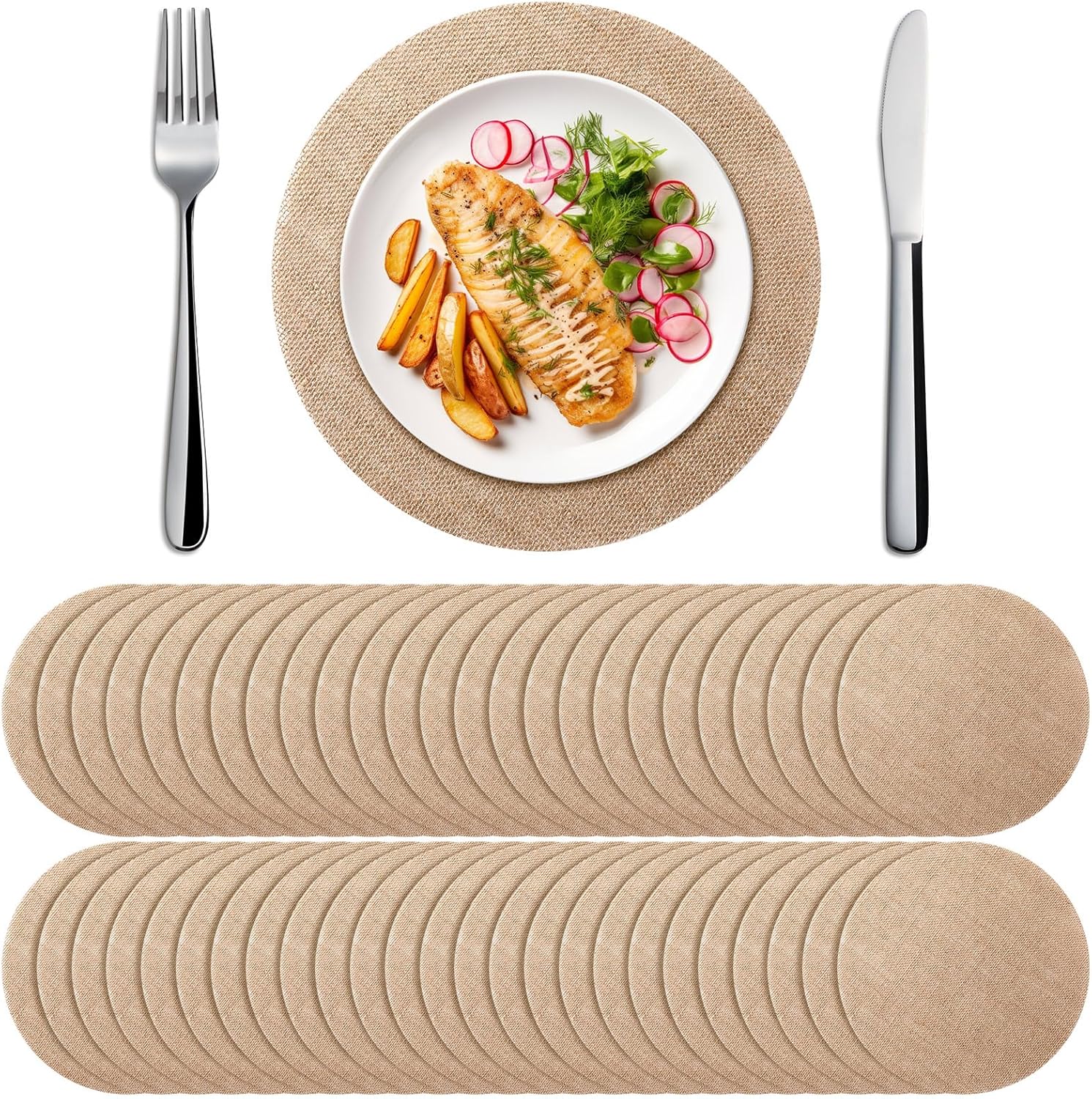 Mifoci 100 Pieces Fall Burlap Placemats for Rustic Decor