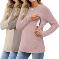 3 Pack Women's Nursing Long Sleeve Tops - Hidden Zipper Nursing so