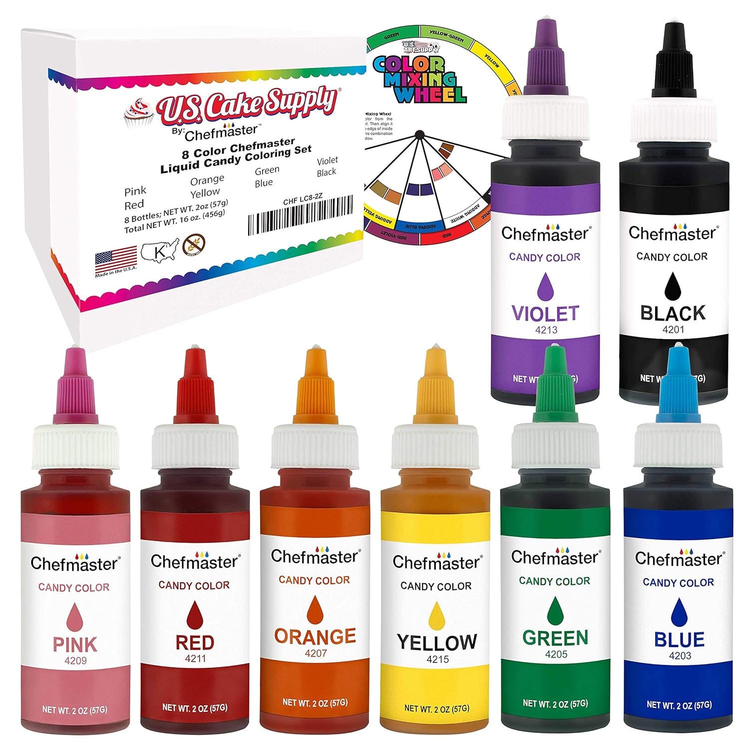 Large 2-Ounce Bottles of Liquid Candy Food Color Kit