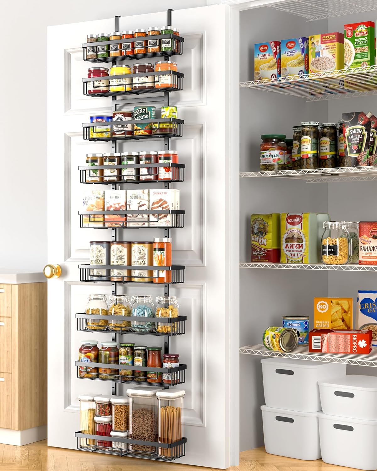 Moforoco 9-Tier Over The Door Pantry Organizer for Small Spaces