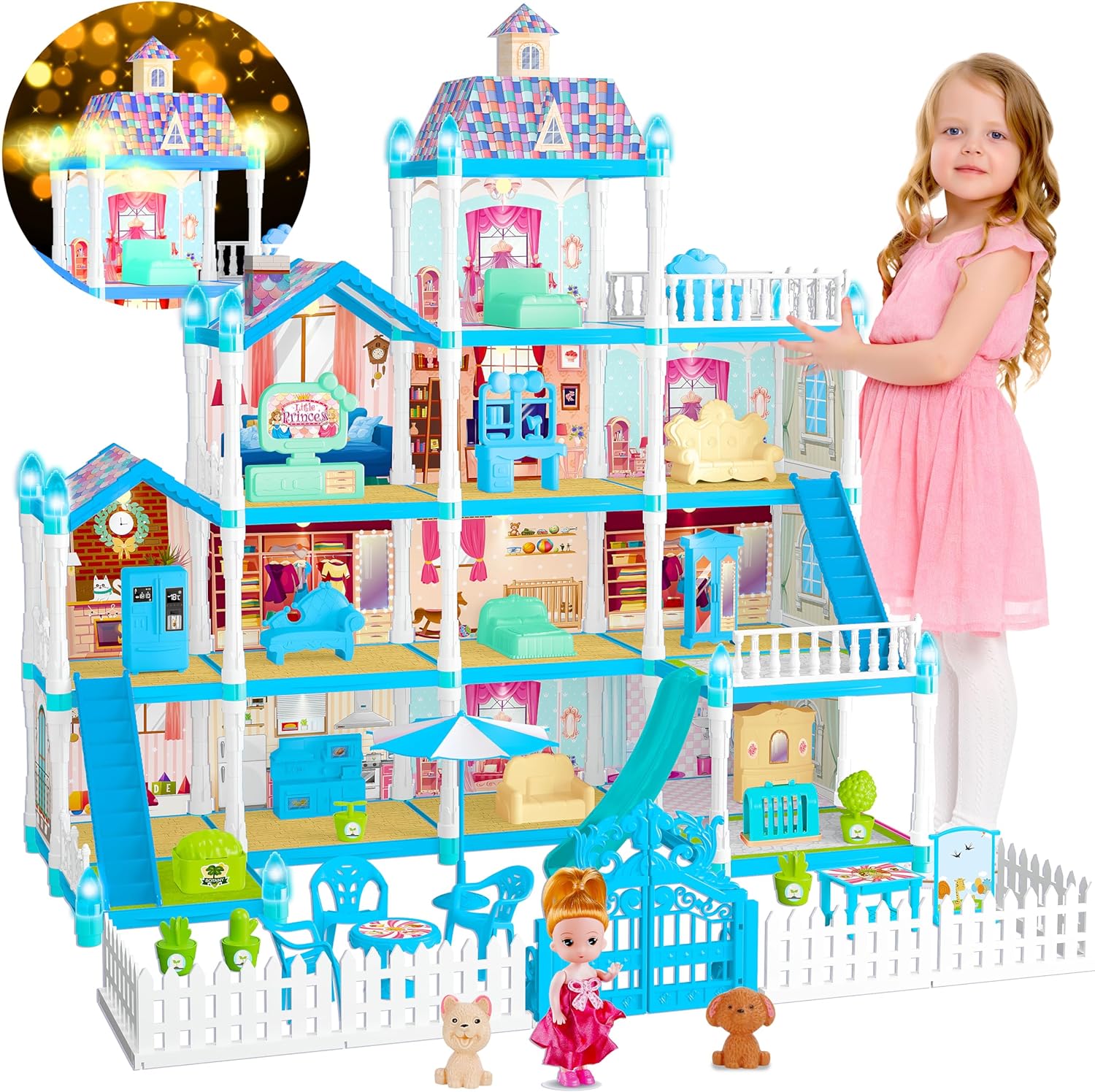 Doll House for Girls with 13 Rooms and Accessories for Fun Play