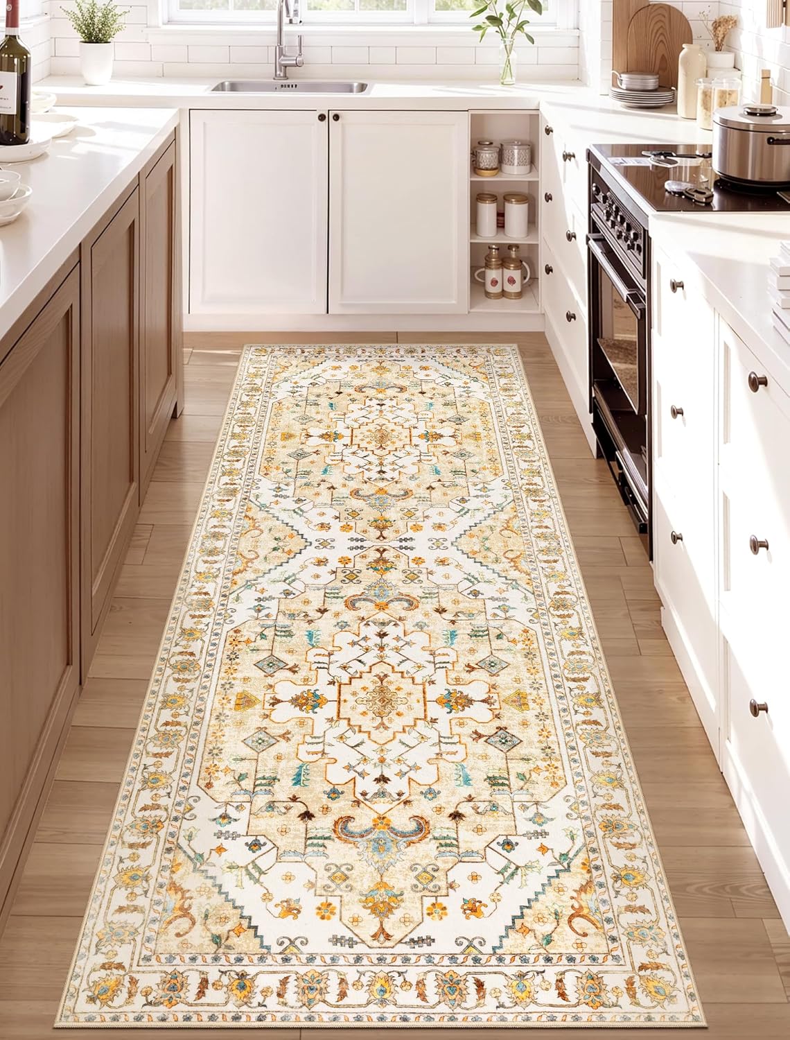 Boho Washable Runner Rug for Hallway Kitchen Living Room