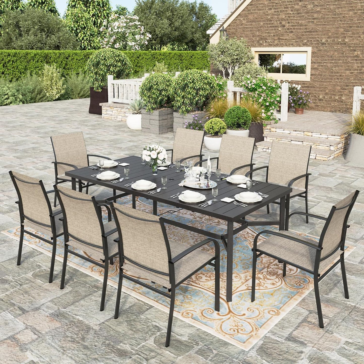 HERA'S HOUSE 9 Pieces Patio Dining Set for Outdoor Comfort