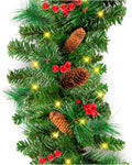 9ft Pre-Lit Holiday Garland with Pine Cones and Berries