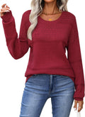Sweaters for Women Long Sleeve Crochet Pullover - Lightweight Crew