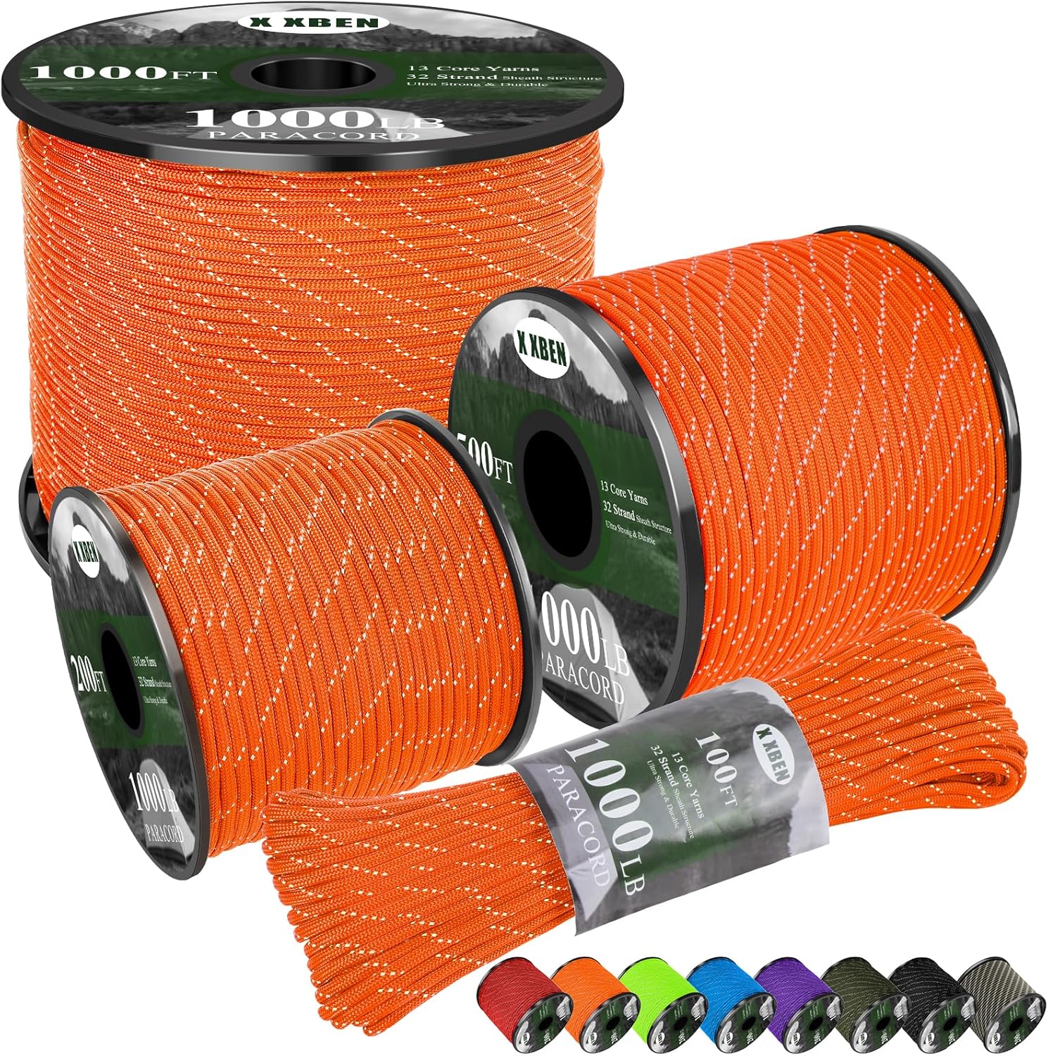 Reflective Paracord 1000lb Heavy Duty for Camping & DIY Crafts