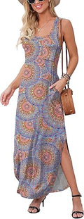 GRECERELLE Women's Sleeveless Summer Floral Maxi Dress with Pocket