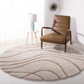 Florida Shag 4 ft Round Cream/Beige Rug - Plush Non-Shedding