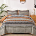 Boho Queen Quilt Set Brown and Grey - Lightweight Reversible