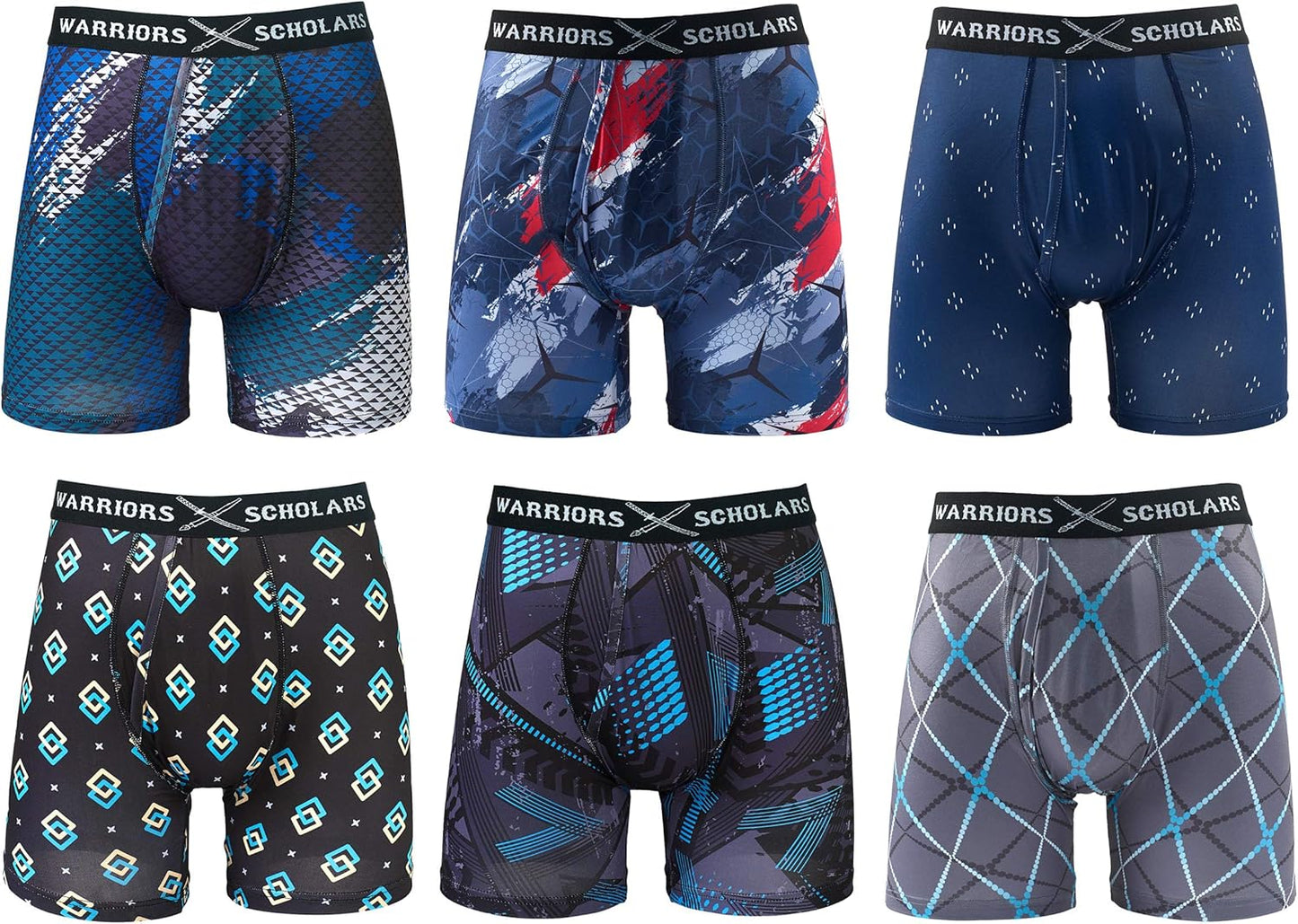Warriors & Scholars Mens Boxer Briefs Pack of 6 for Comfort