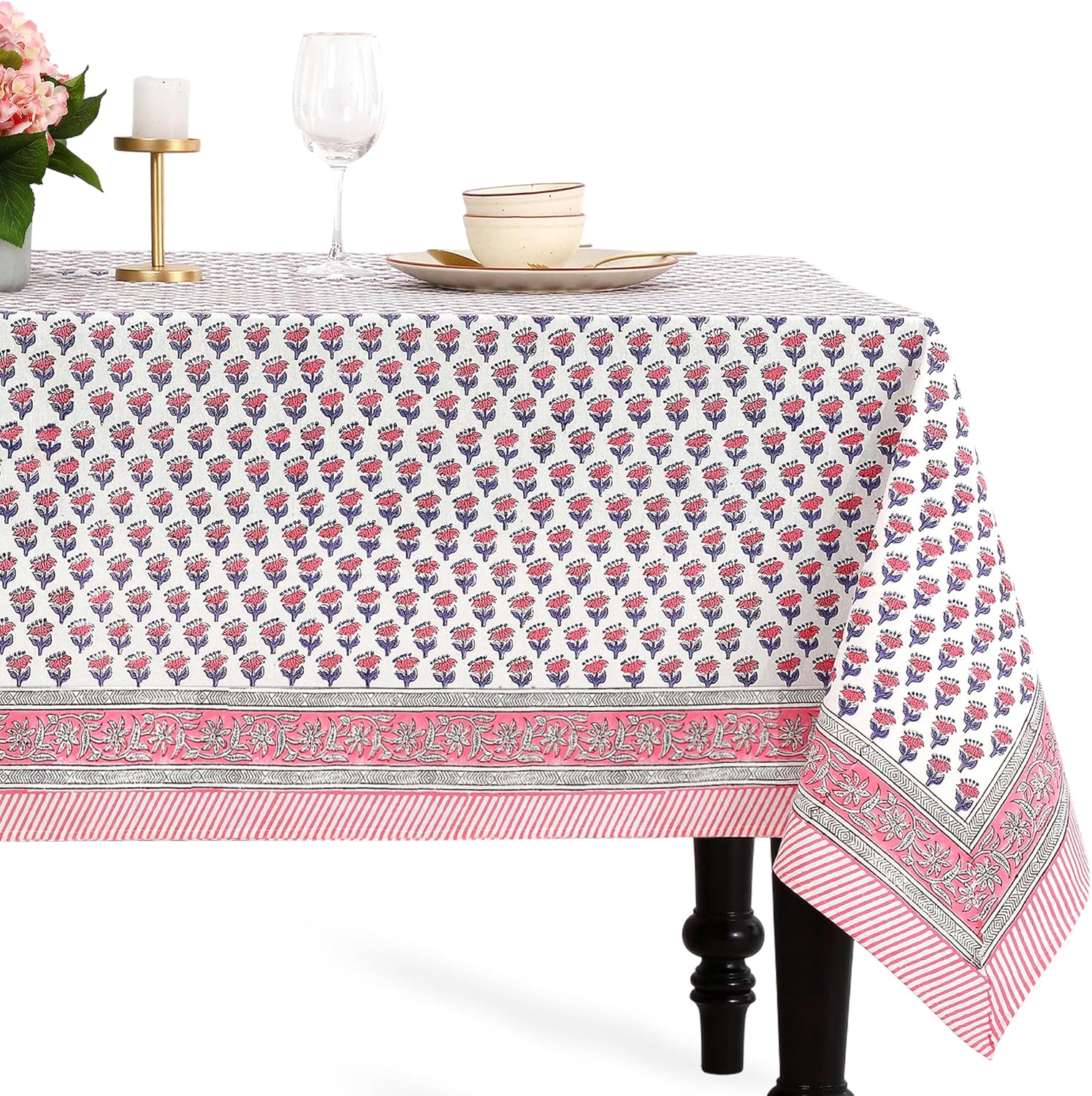 CPC Tablecloth 100% Cotton 60x60 Inch Indian Block Print Cover