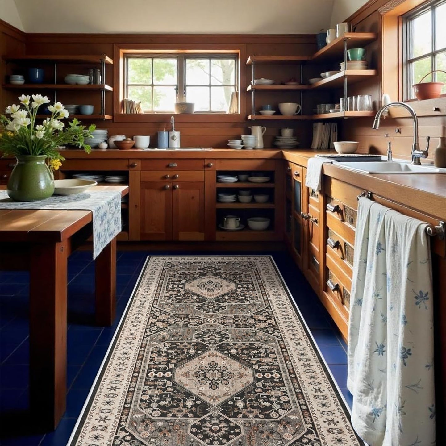RUUGME 4x10 Washable Runner Rug - Soft Vintage Hallway Carpet