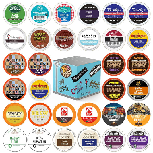 Crazy Cups Dark Roast Variety Pack - 30 Count Assortment with No Duplicates