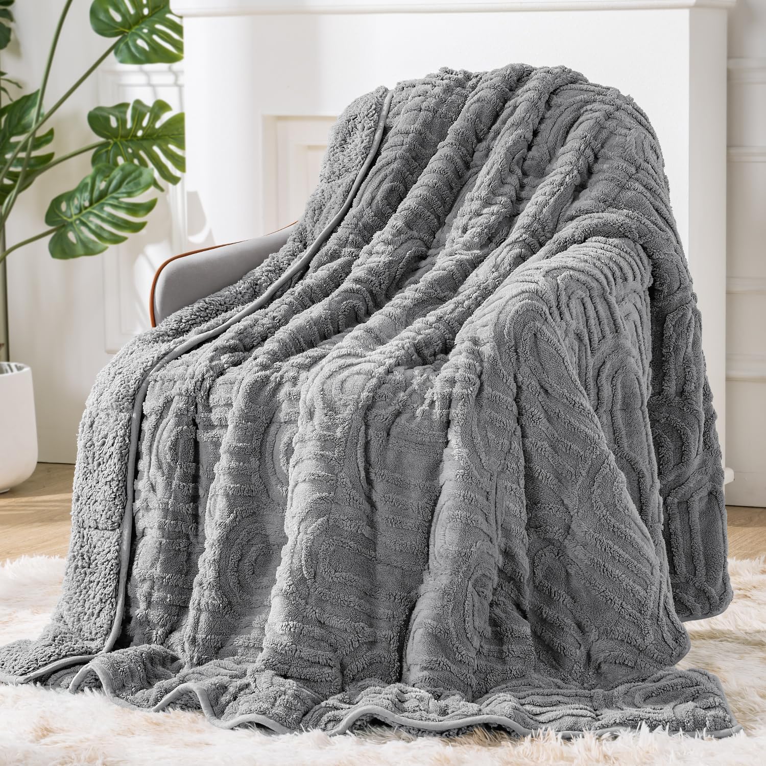 Sherpa Fleece Adult Weighted Blanket for Cozy Sleep Comfort