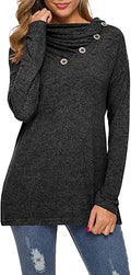 WEACZZY Womens Cowl Neck Long Sleeve Tunic Top - Cozy Oversized Fit