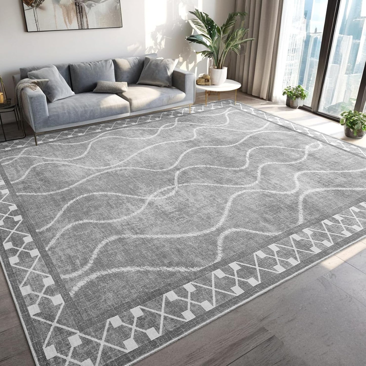 Area Rugs 6x9 Washable Non-Slip Rug for Living Room Decor