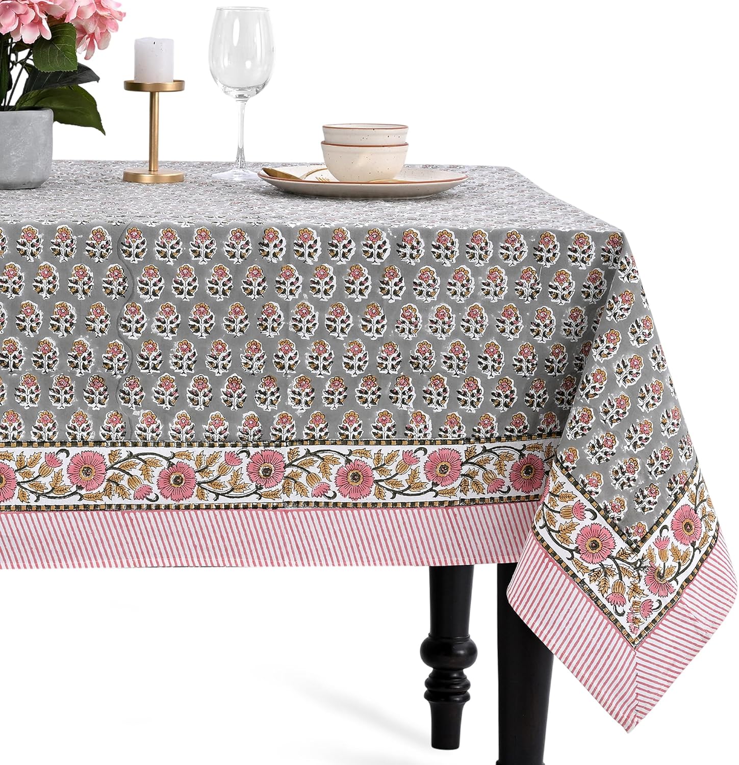 CPC Tablecloth 100% Cotton 72x140 Inch Indian Block Print Cover