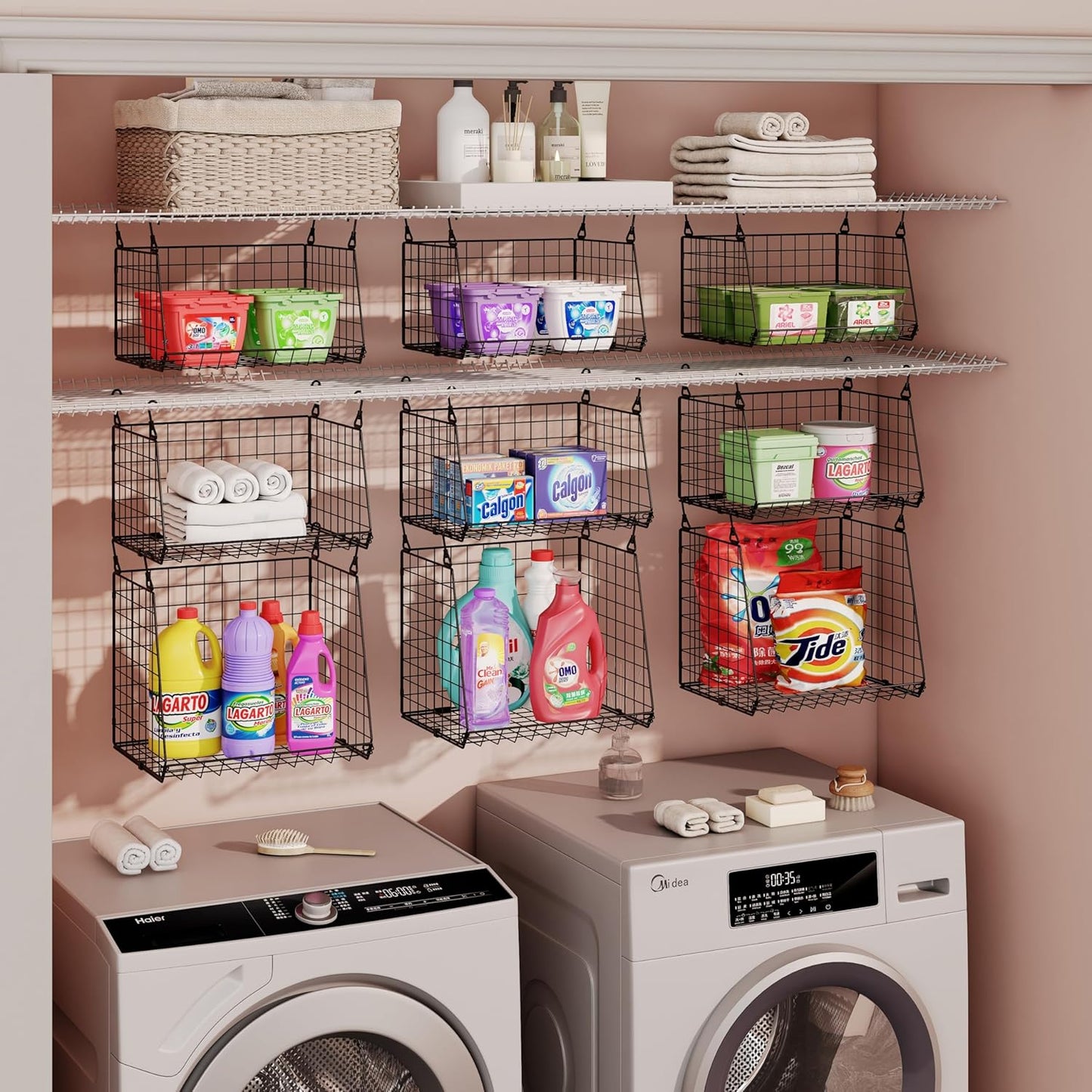 4-Pack Hanging Laundry Room Organizer for Space Saving Storage