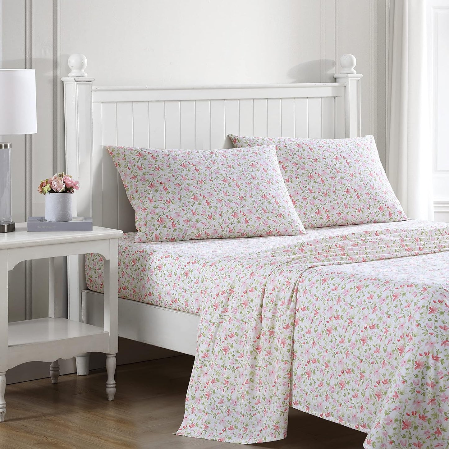 Laura Ashley King Sheets Set - Lightweight Cotton Percale Bedding