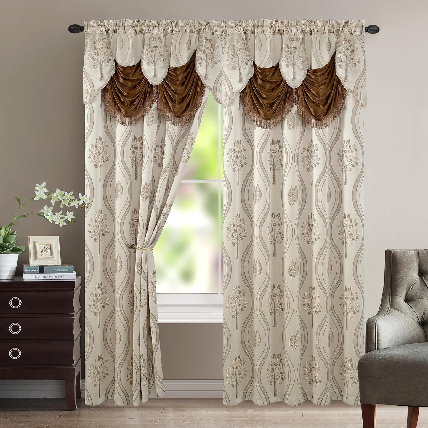 Stunning Set: Elegant Comfort Curtain Panels 54x84 (2-Pack) Beige