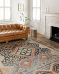Jocelyn Navy/Multi Runner 2ft-3in x 7ft-6in - Durable Antique-Inspired