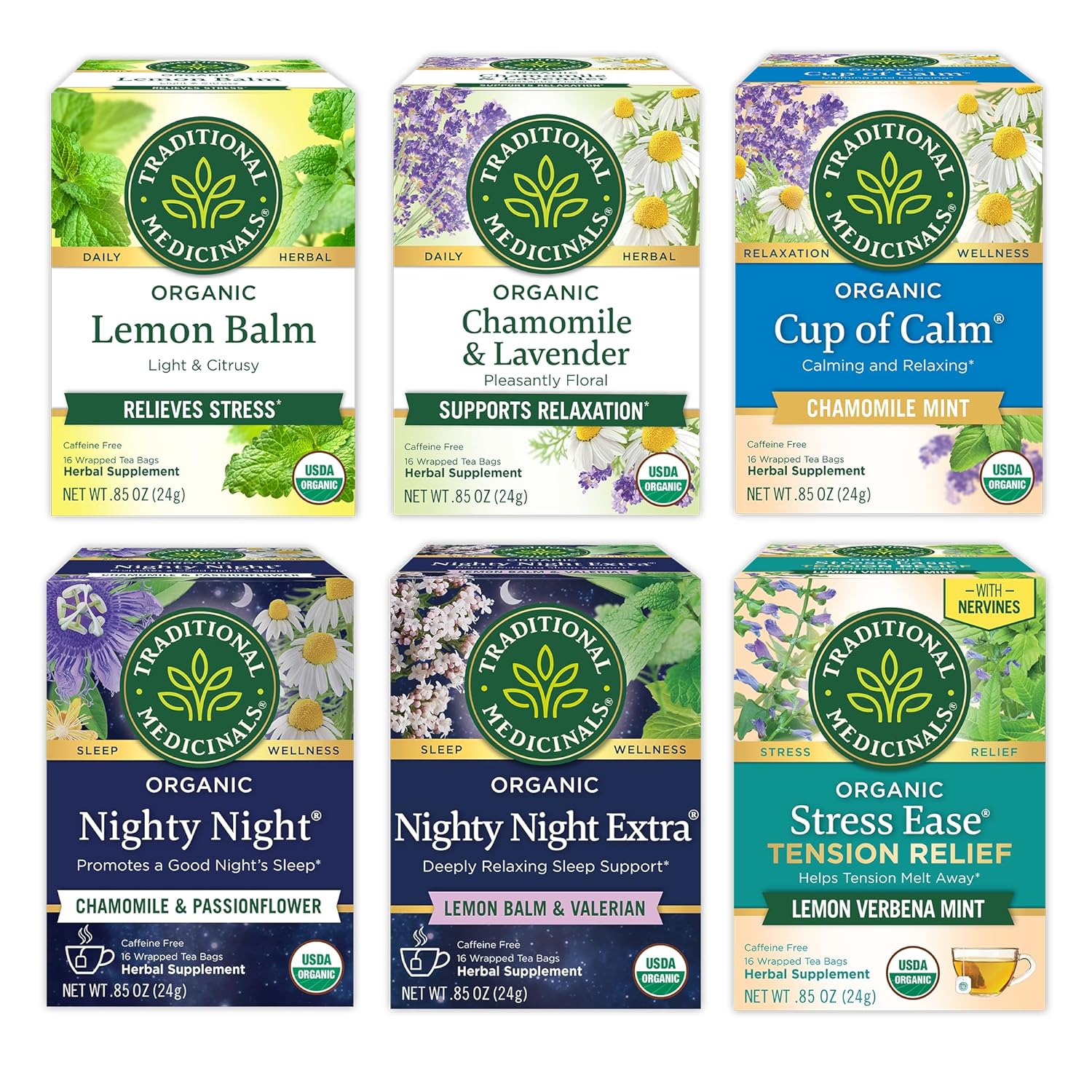 Organic Herbal Tea Variety Pack for Stress and Sleep Support
