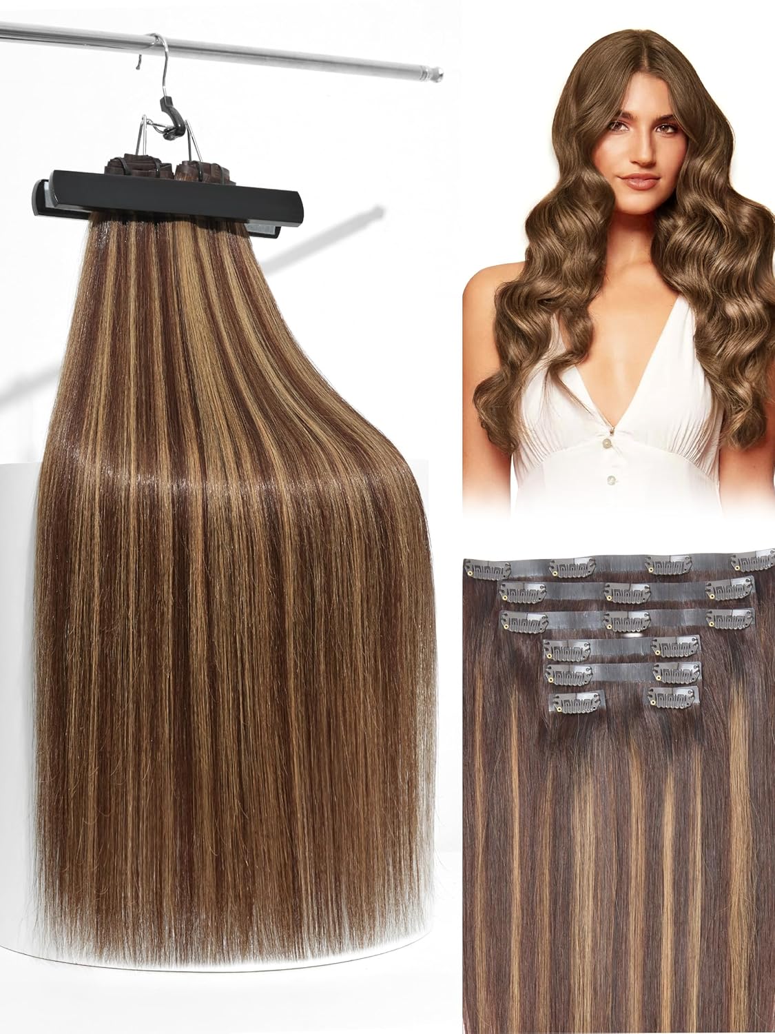 Clip Ins Hair Extensions Black: Remy Real Human Hair Bundles