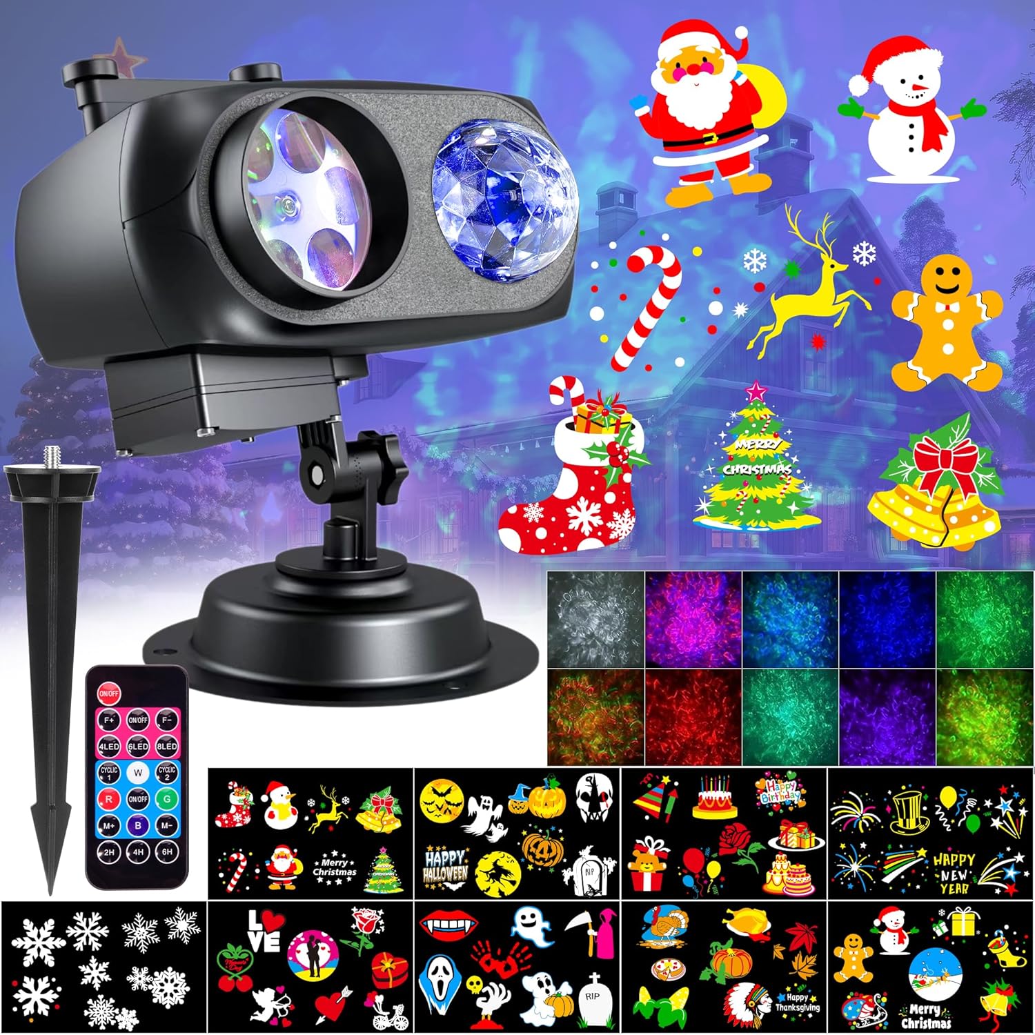 3D Ocean Wave Xmas Projector with Remote