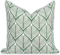 Green Geometric Leaf 20x20 Patio Throw Pillow Cover - Water Repellent