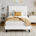 Velvet Upholstered Twin Bed Frame with Vertical Channel Headboard