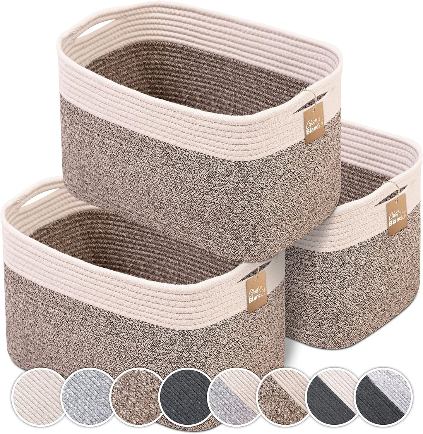 CHAT BLANC Cotton Rope Baskets for Organizing and Storage