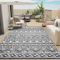 Outdoor Plastic Straw Rug Boho Reversible 8x10 Patio Rug - Waterproof