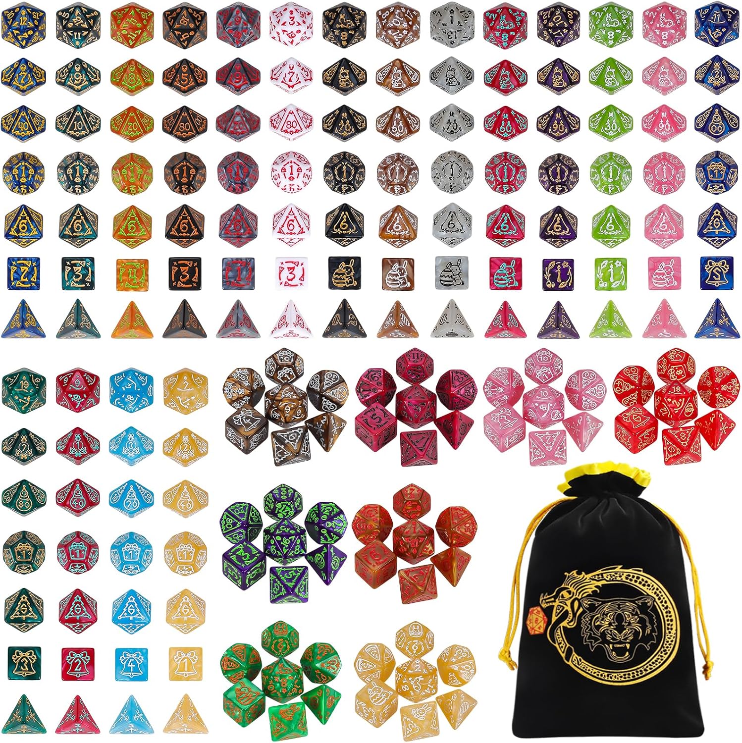 CiaraQ DND Dice Sets - 182 Polyhedral Dice for RPG Games