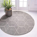 Unique Loom Trellis Frieze Geometric Area Rug - 5 ft 1 in Round Light