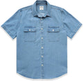 Mens Short Sleeve Denim Button Down Shirt - Soft Casual Western