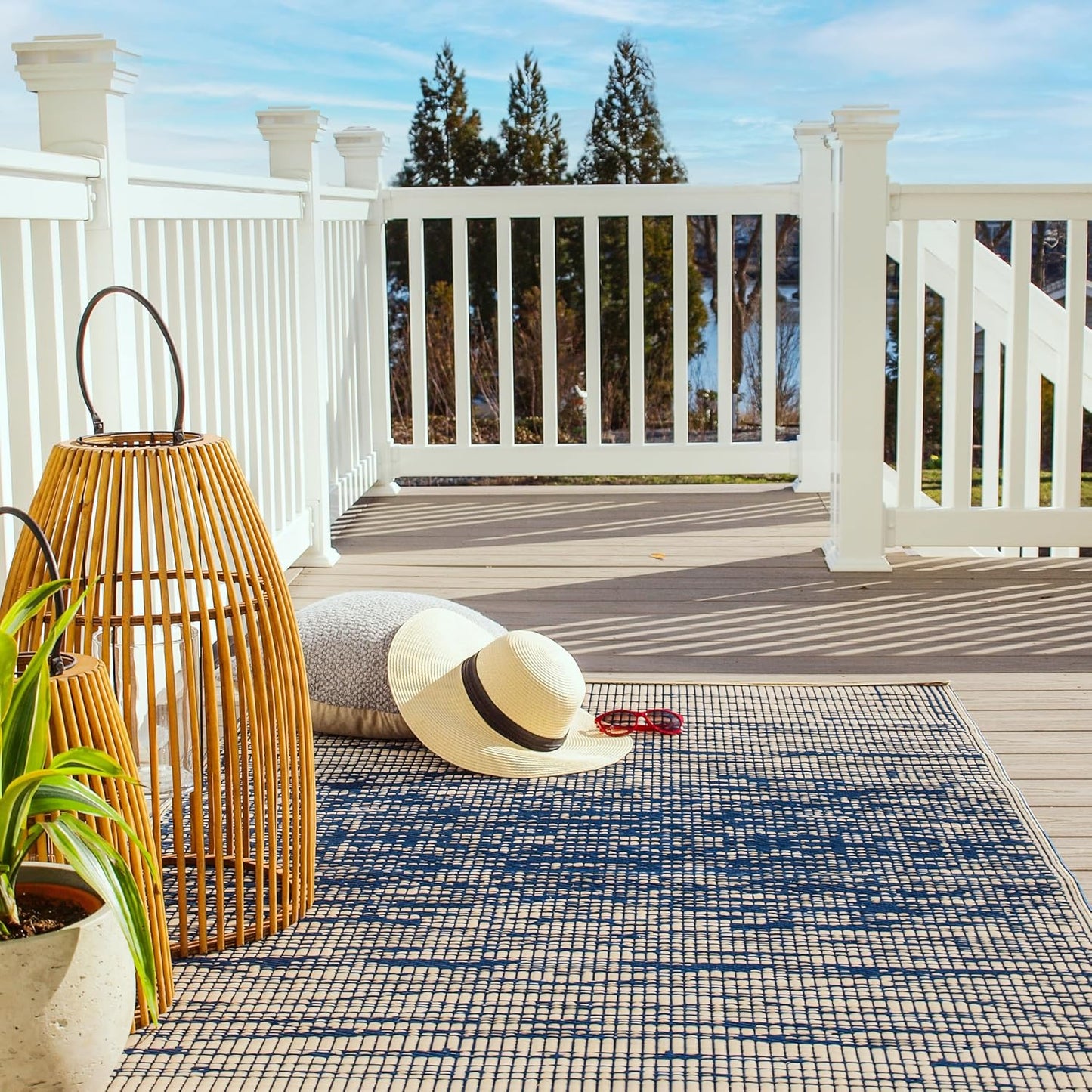 Fab Habitat Abstract Distressed Stripes Outdoor Rug - 8x10 ft