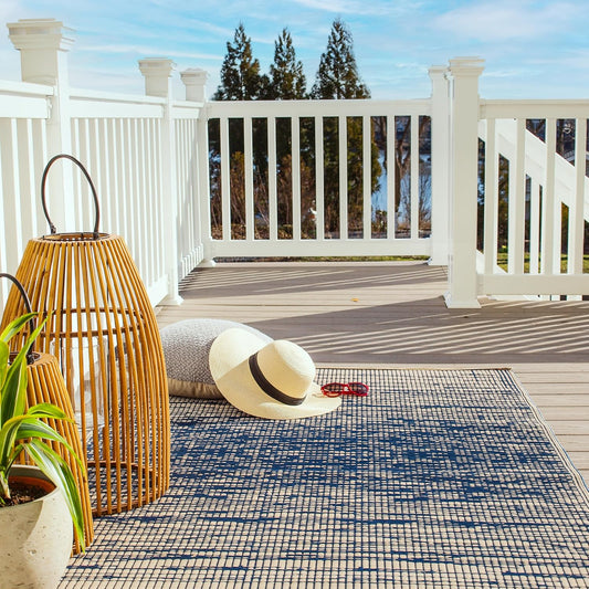 Fab Habitat Abstract Distressed Stripes Outdoor Rug - 8x10 ft