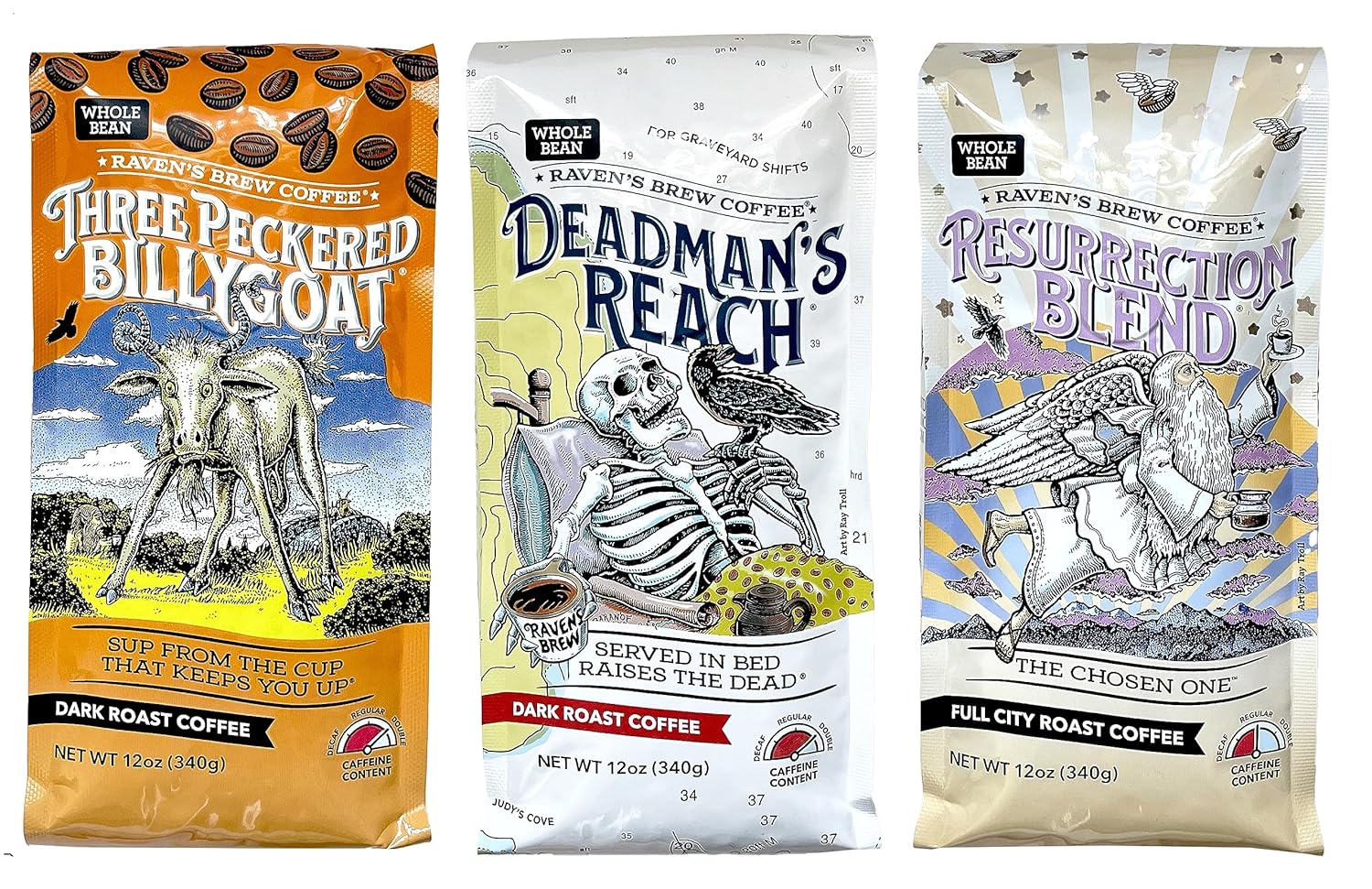 Raven's Brew Whole Bean Coffee Variety Pack - 3 Unique Flavors