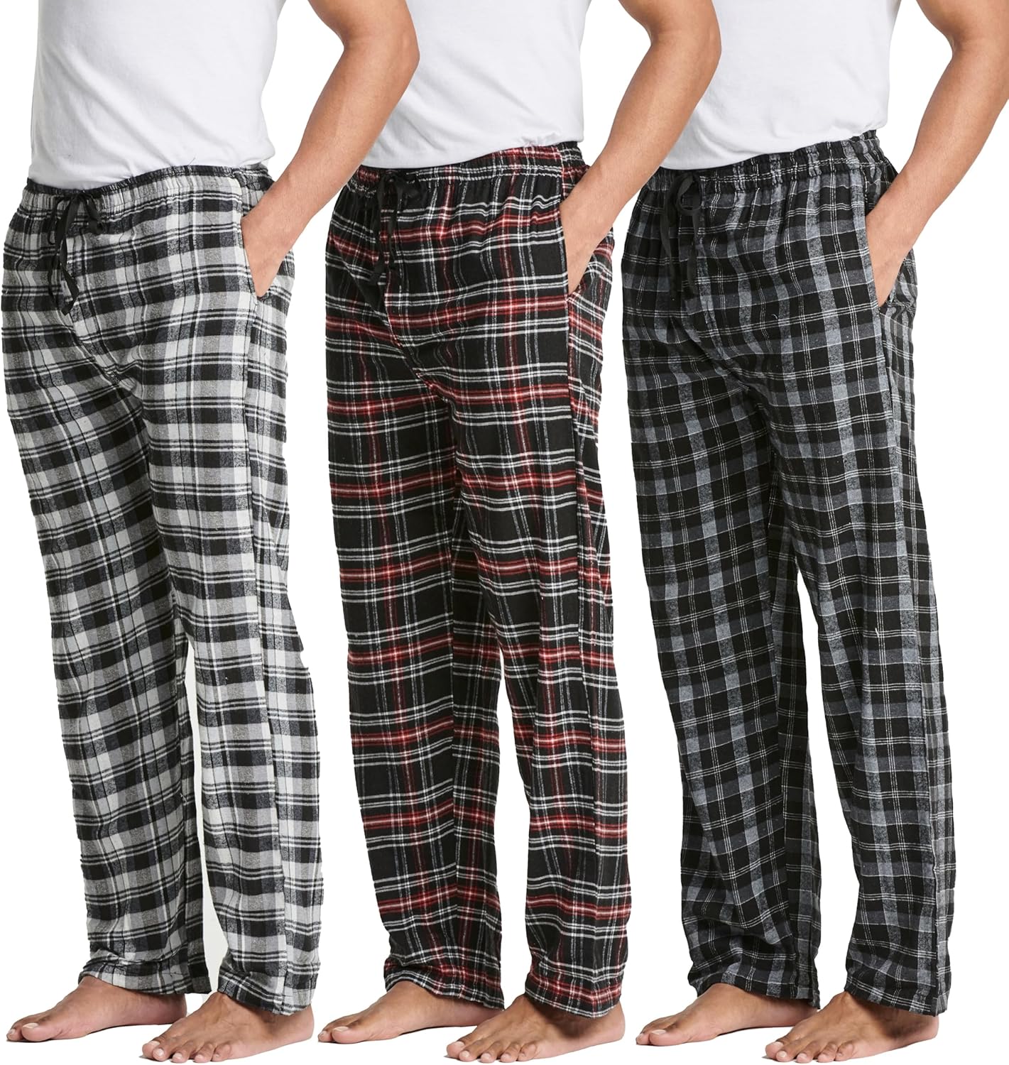 Real Essentials Men's Pajama Pants: Comfy Cotton Lounge Bottoms