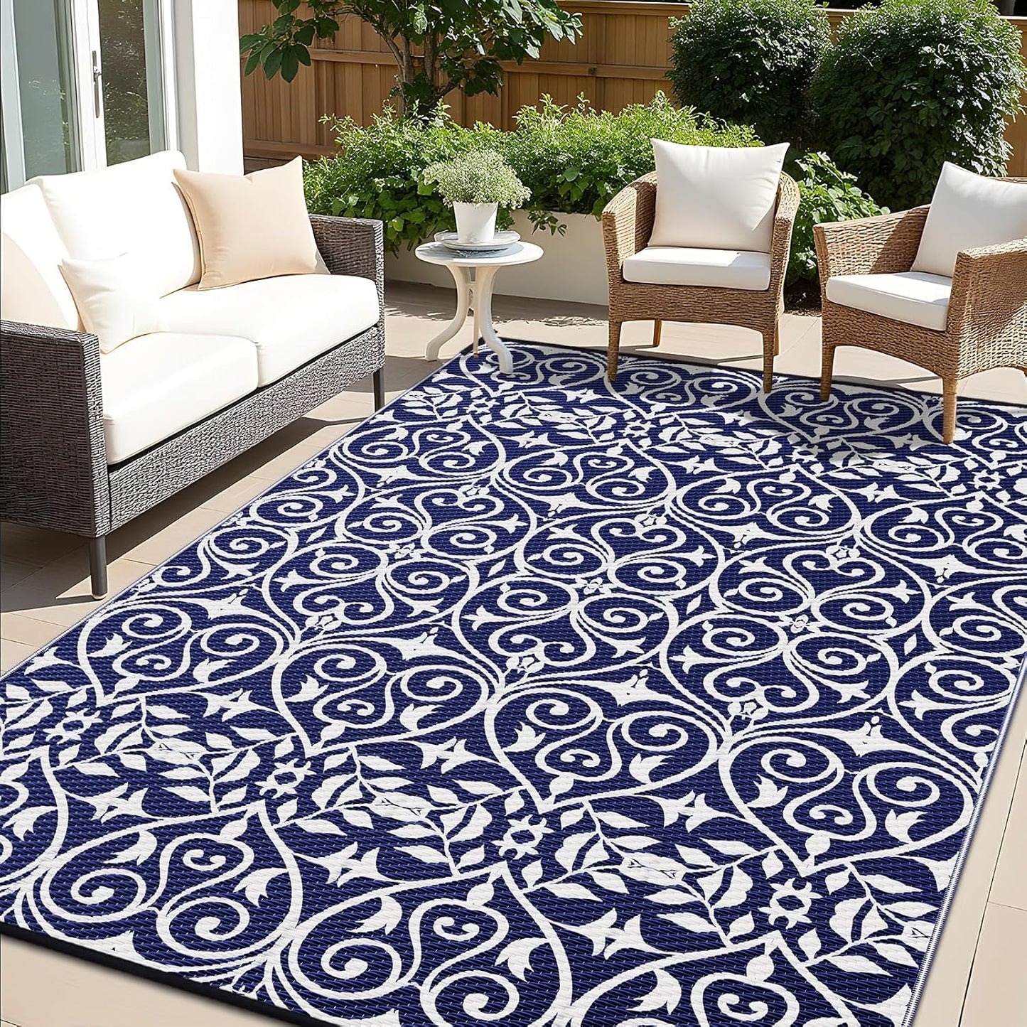 OLANLY Outdoor Rug Waterproof 8x10 ft for Patio and Camping