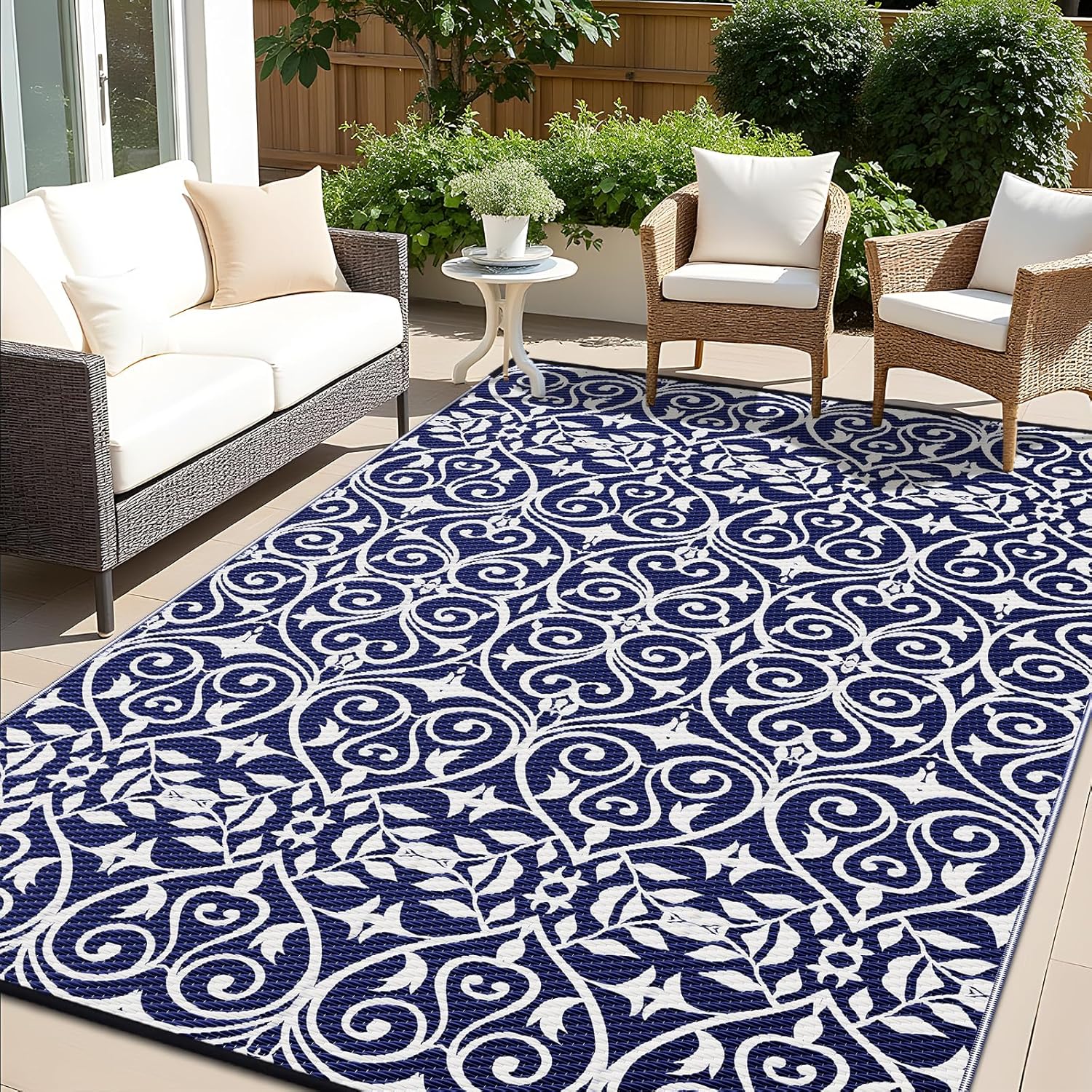 OLANLY Outdoor Rug Waterproof 8x10 ft for Patio and Camping