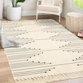 Tritard Boho Area Rug 4x6 - Woven Cotton Low Pile Rug