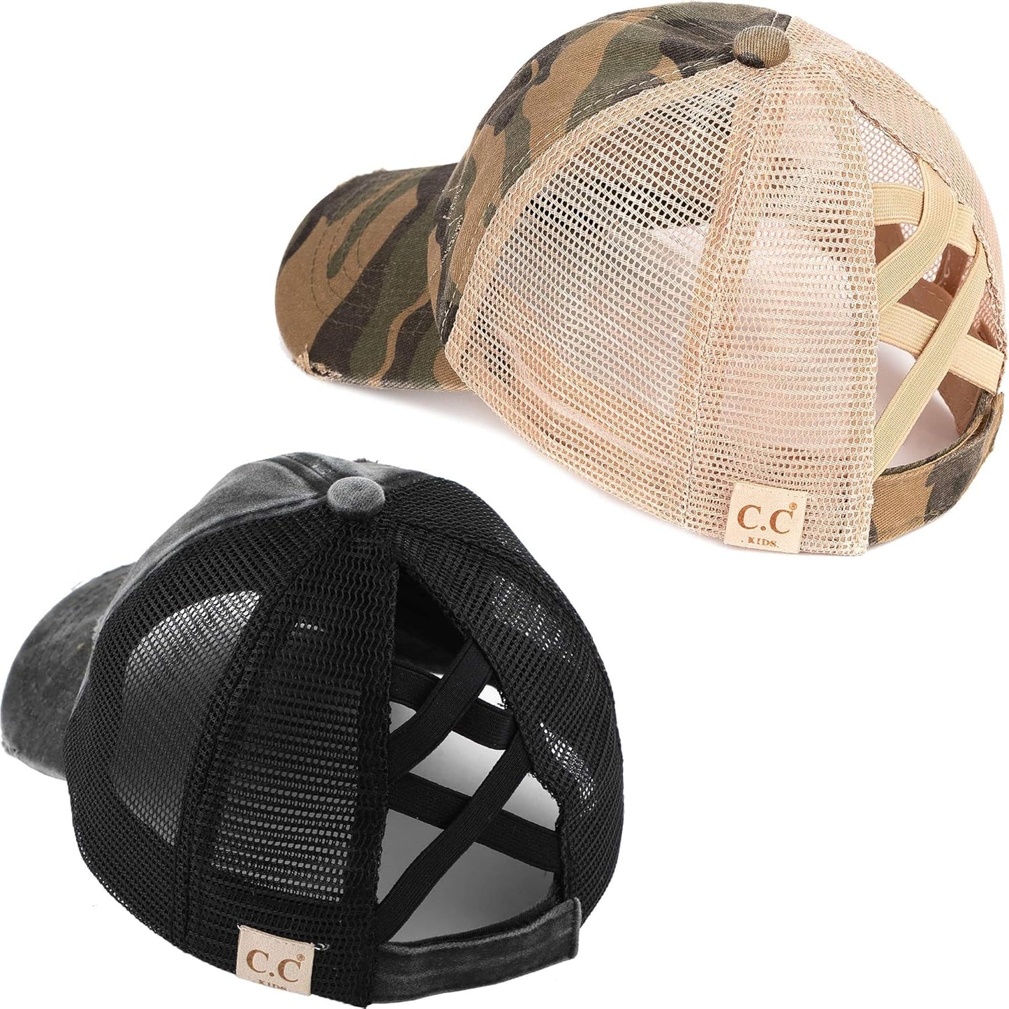 Funky Junque Girls Messy Bun Baseball Cap for Stylish Kids
